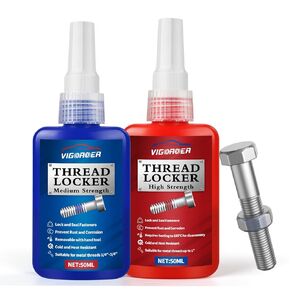 Thread Lock Medium and High Strength, Thread Locker for Nuts, Bolts, Fasteners and Metals to Prevent Loosening and Leakage, Blue and Red