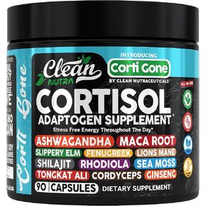 Corti Gone Cortisol Supplements For Women | Maca Root Ashwagandha Cortisol Detox Manager Reducer + Slippery Elm Fenugreek Lions Mane Shilajit Rhodiola Sea Moss Tongkat Ali Cordyceps Ginseng Beet Root