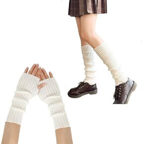 Leg Warmers Arm Warmers,Knitted Socks Gloves 80s Y2K Harajuku Accessory Kawaii Goth Gloves Socks