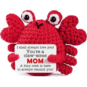 Gifts for Mom Mothers Birthday Positive Crochet Crab Emotional Crochet Animals Mini Handmade Birthday Gift for Mothers Day Decor Mama Mummy from Daughter Son