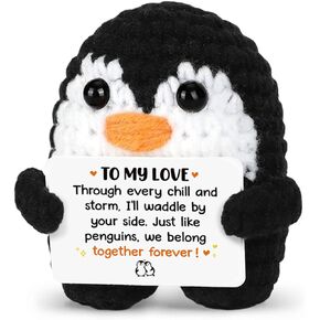 Mini Positive Crochet Penguin for Wedding, Birthday, for Couple, I Love You Forever Crocheted Animals, for Him Her, Husband Wife on Christmas Valentine's Day
