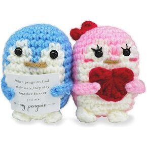 Romantic I Love You Gifts, Wedding for Men Women, Wedding Gifts for Wife Husband, Birthday Gift for Boyfriend Girlfriend,Handmade Emotional Support Crochet Penguin Decor