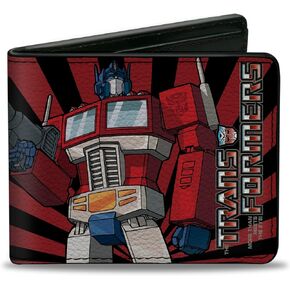 Hasbro Wallet, Bifold, Transformers Optimus Prime Pose and Semi Truck Rays Black Red, Vegan Leather