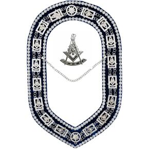 Masonic Past Master Chain Collar, Silver Rhinestones and free Jewel - Masonic Chain Collar