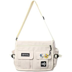Kawaii Crossbody Bag with cute Pin and Pendant, Lightweight Japanese Messenger Bags Y2K Shoulder Bag for Women Men