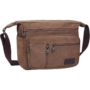BOMKEE Canvas Messenger Bag, Satchel Bag Vintage Canvas Shoulder Bags Crossbody Laptop Side Bag for Work School Travel