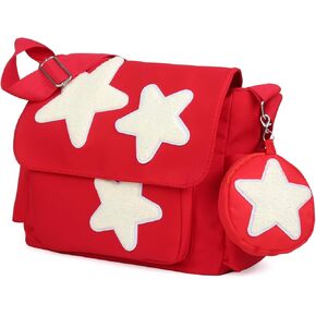 Valleycomfy Messenger Bag,Canvas Messenger Bag with Star Purse,Crossbody Bag for Women