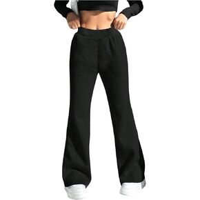 SHENHE Girl's High Waist Flare Sweatpants Fleeced Bell Bottom Casual Workout Pants