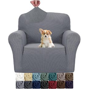 JIVINER High Stretch Couch Covers for 3 Cushion Couch 1-Piece Jacquard Sofa Slipcovers Fitted Washable Sofa Covers with Elastic Bottom Furniture Protector for Kids Pets (Sofa, Light Gray)