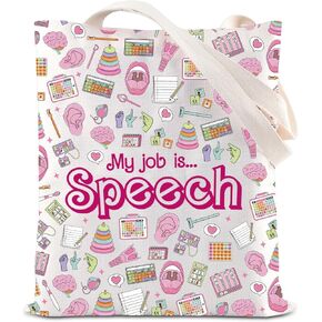 KUIYAI Speech Therapist Appreciate Tote Bag Best Speech Language Pathologist Gift SLP Graduation Gift My Job Is Speech Gift