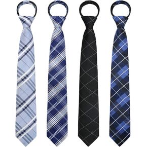 Kids Tie Boys Pre-Tied Neckties Zipper Ties for Boys Adjustable School Ties for Wedding Graduation Uniform