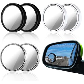 6pcs Blind Spot Mirrors,2.24 In Strong Adhesive Blind Spot Mirror for Car,360° Wide Angle Side View Mirror with ABS Housing for Car SUV and Trucks(Black, White,Silver)
