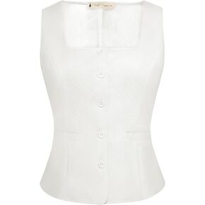 Belle Poque Womens Suit Vest Tops 2025 Trendy Button Sleeveless Vest Square Neck Vest Top Dressy Casual Summer Waistcoat Vest