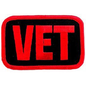 Vet Patch Red Embroidered Military Veteran Iron-on Emblem