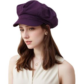 قبعات Newsboy للنساء -100 ٪ Cotton Womens Newsboy Cap Hat Cabbie Hat - Pageboy Hats for Women Girls Ladies Gift (Cotton ، Purple)