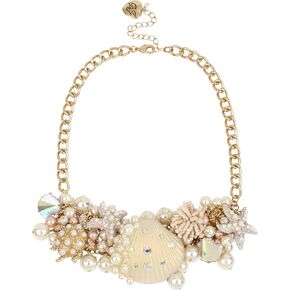 Betsey Johnson Pearl Shell Statement Necklace