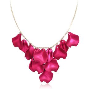 Flyonce Flower Necklaces for Women, Floral Rose Petal Statement Bib Collar Necklace Jewelry Accessories for Wedding Party