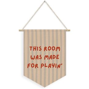 Playroom Wall Decor This Room Was Made for Playin Linen Pennant Banner Wall Hanging for Kids Toddler Boys and Girls Home Bedroom Playroom Decor