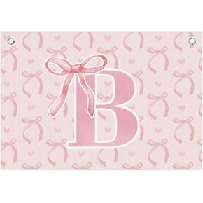 Coquette Pink Bow Girls Girls Decor ، Decor Decor Decor Banner Banner Place Place Place For Teen Girls Dorm ، هدايا مونوجرام عصرية ، 20 × 30 بوصة (J)