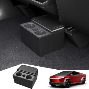 Rear Storage Box for Tesla Cybertruck, Trash Can with Cup Holder with Silicone Liner for Cybertruck Accessories