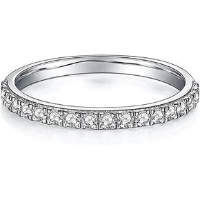 Yodewa Moissanite Band For Women Half Eternity 925 Sterling Silver 0.3ct Def Color VVS Lab Create Moissanite Thin Real Real Moissanite Anniversary Bands Ring Size 4-11