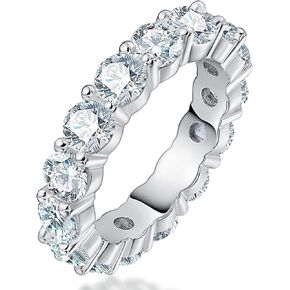 حلقة Woaini Moissanite الأبدية للنساء ، 5.0 CTTW Moissanite حلقة الخاتم القابلة للتكديس ، خواتم زفاف المشاركة لعيد ميلاد الذكرى السنوية ، 925 Sterling Silver 18k مطلي