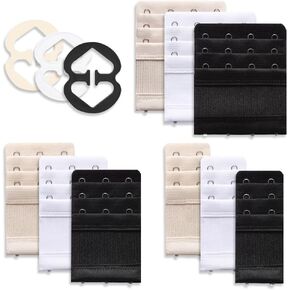 12 Pcs Bra Extender 2 Hook, 3 Hook, 4 Hook, Women's Elastic Extenders, 9 Pcs Bra Strap Extension and 3 Pcs Non-Slip Bra Strap Clips