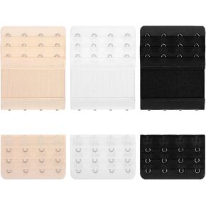 Ouligay 6Pcs Bra Extender 4 Hook Soft Stretchy Bra Strap Extender 4 Hooks 3 Rows Comfortable Elastic Bra Extension Strap 4 Hook Plus Size White Black Skin Colour