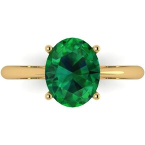 Clara Pucci 2.5ct Oval Cut Solitaire VVS1 Green Emerald Wedding Bridal Designer Anniversary Engagement Ring 14k Yellow Gold for Women