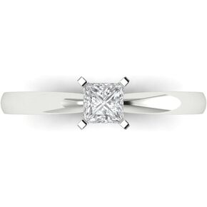 Clara Pucci 0.5Ct Princess Cut Solitaire Moissanite Engagement Ring - Solid 14K White Gold
