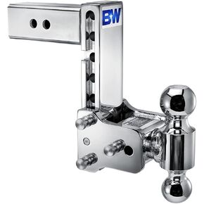 B&W Trailer Hitches Chrome Tow & Stow Adjustable Trailer Hitch Ball Mount - Fits 2.5" Receiver, Dual Ball (2" x 2-5/16"), 7" Drop, 18,000 GTW - TS20040C