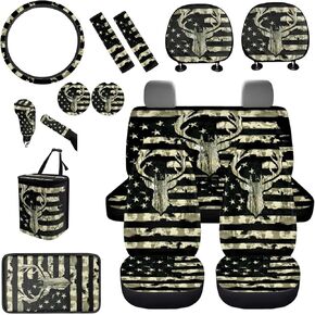BIGCARJOB Chicken Flower Auto Front Rear Seat Covers Full Set for Women Car Interior Sets 15 Pcs Chicken Print Car Seat Cover Set Satefy Seat Belt Pads Car Seat Head Rest Cover Cup Mats