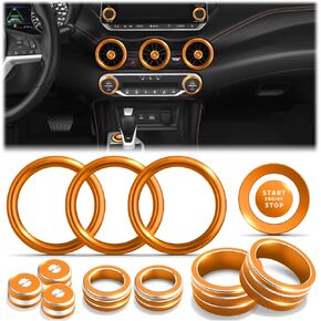 for Nissan Sentra Accessories 2020-2025, 12pcs Trim Set - Air Conditioning, Volume Tune Knob Covers, Air Vent Outlet Covers/Rings, Push Start Button Cover/Ring (Black)