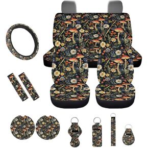 13 Pack Car Accessories Cottagecore Daisy Flower Car Seat Covers Universal Fit,Steering Wheel Covers,Seat Belt Pads,Lipstick Holder,Coaster,Keychain Auto Interior Protector for Women in Kuwait