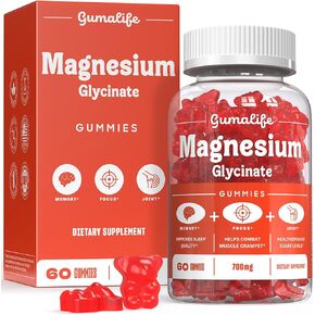Gumalife's 700mg Magnesium Glycinate Gummies يعزز الاسترخاء والنوم، ويقدم مزيجًا خاليًا من السكر من العناصر الغذائية المفيدة. يحتوي كل صندوق على 60 قطعة