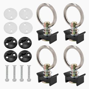 Anina 20 Pack Round Tie-Down Leator L Track Track Down System Opnicoation Kit مع حلقة مستديرة ، براغي ومكسر