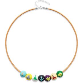 Percy Jackson Themed Necklace 7 Character Beads with Trireme Manhattan Pine Tree Trident Eagle Centaur Golden Fleece Charms Brown Leather Cord Cosplay Gift Jewelry