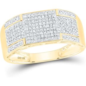 Jewels by Lux 10K Gold Gold Mens Round Ring Ring 3/8 CTTW ، Mens Size: 8-12