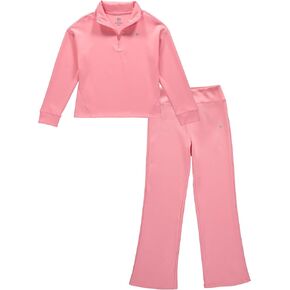RBX Girls' Active Sweatsuit - 2 Piece Ribbed Crop Pullover Hoodie Sweatshirt and Kick Flare Bell Bottom Yoga Leggings (7-12) in Kuwait