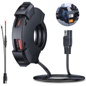 Circle Design Motorcycle Upyclecle Charger ، 30W Type C PD & 18W QC3.0 USB-A Motorcycle Phone Charger Ports ، 12V-24V SAE إلى منفذ USB لجميع الهاتف ، GPS