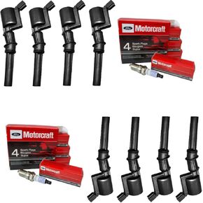 MCK Ignition Coil Pack DG508 & Spark Plugs Set SP493 SP479 متوافق مع 4.6L 5.4L V8 F-150 F-250 F350 E150 E250 E350 E450 Lincoln Navigator