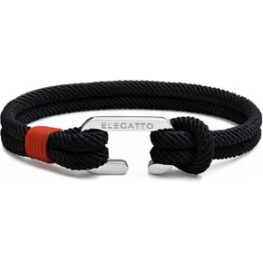 Elegatto Alchor Premium Rope Bracelet for Men | Nylon Marine Cord with Silver Polished Stainless Steel Shackle Closure | Waterproof and Fade-Resistant | Men’s Designer Bracelets