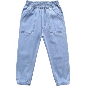Kids Boys Denim Jeans Pants Tapered Leg Cotton Casual Trousers Slim Fit Cargo Joggers 3-13 Years