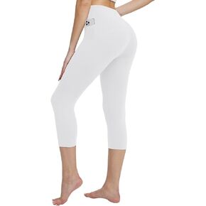 baleaf Women's Capri Leggings with Pockets High Waisted Workout Yoga Running Gym Pants for Casual Summer