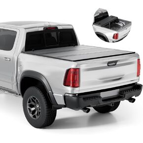 FRP Hard Tri-fold Tonneau Cover Fold Truck Bed Covers Compatible with 2009-2025 Dodge Ram 1500 & 2500 6' 4" Bed Without Ram Box (76.3")