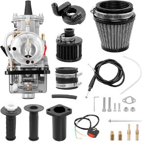 PWK 24mm Carburetor Throttle Assembly مع Jet Kit | يناسب المفترس 212CC/196CC/200CC/224CC 6.5HP محركات ، COLEMAN CT200U/BT200X/CT200U-EX MINI ، BAJA Warrior ، MB200 ، KT196 GO KARTS (Black)