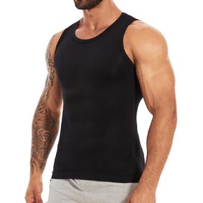 MISS MOLY Mens Body Shaper Gynecomastia Compression Shirt Tummy Control Tank Top Shapewear Undershirt Slimming Vest