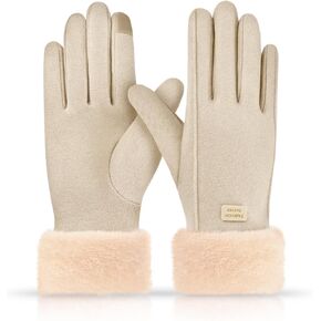 Gloves for Women Girl, Winter Touch Screen, Comfortable and Warm Double-Sided Velvet Lining Thickened Warm Glove