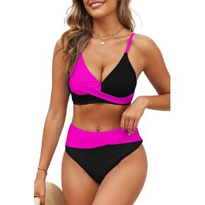 adisputent womens عالية الخصر بيكيني مجموعات Deep V بلوك بلوك سباحة المثلث دفعت لأعلى ملابس السباحة لطيف بدلات الاستحمام من قطعتين