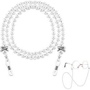 Pearl Eye Glasses Chain for Women, Beaded Eyeglass Chain Stylish Eyewear Retainer Chains Elegant Eyeglasses Strap Lanyard Sunglasses Face Mask Chains
